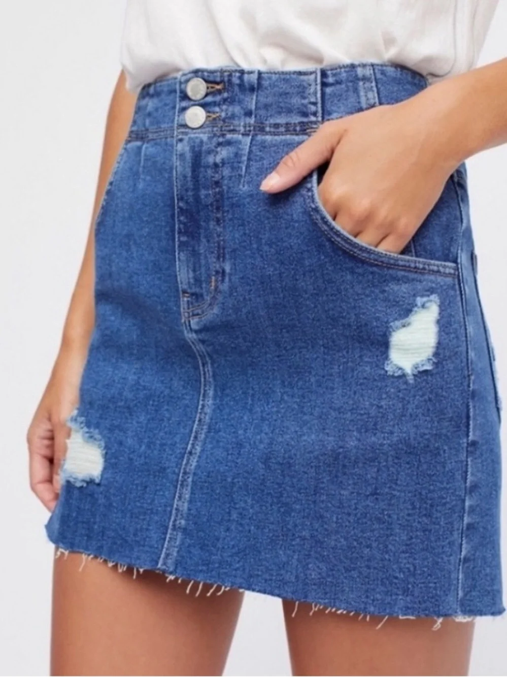 Free People Corsette Denim Mini Skirt